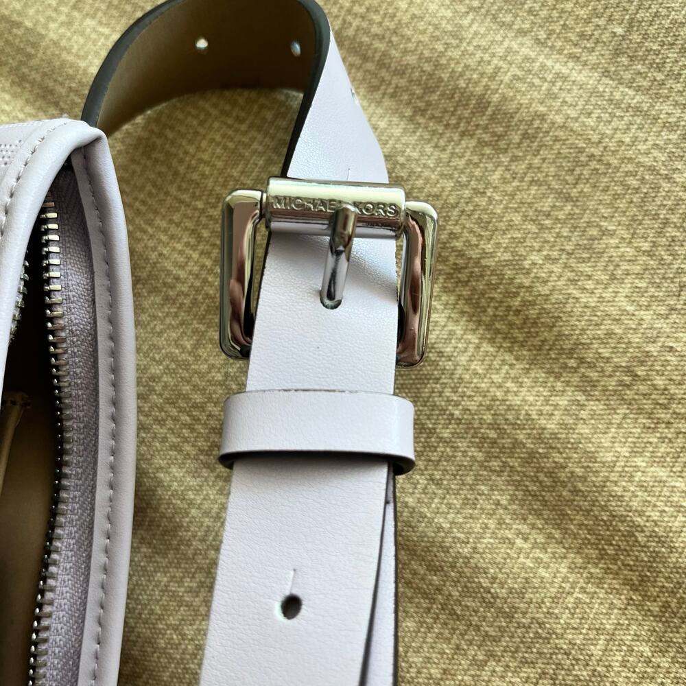 Michael Kors Logo Pattern Lilac Lavender Purple 8x5" Leather Belt Bag | Size S/M - Picture 5 of 11